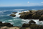 Rocky coast of Maine meets blue-green ocean