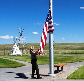 Ranger Morava raises the Flag at 8:00 a.m.