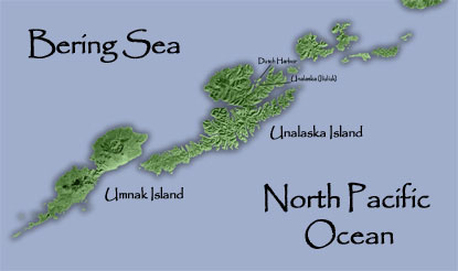 Map of Unalaska and Umnak Islands