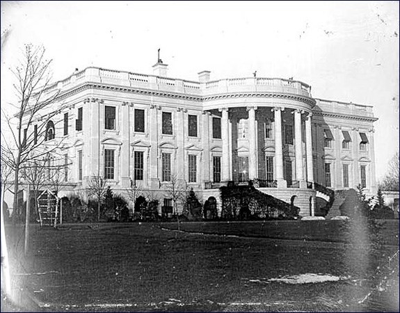 Distant view of the Executive Mansion with porch