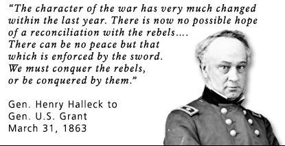 Quote by Henry Halleck and an image of General Halleck