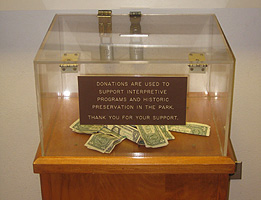 Some visitors choose to donate directly into the donation box in the visitor center.
