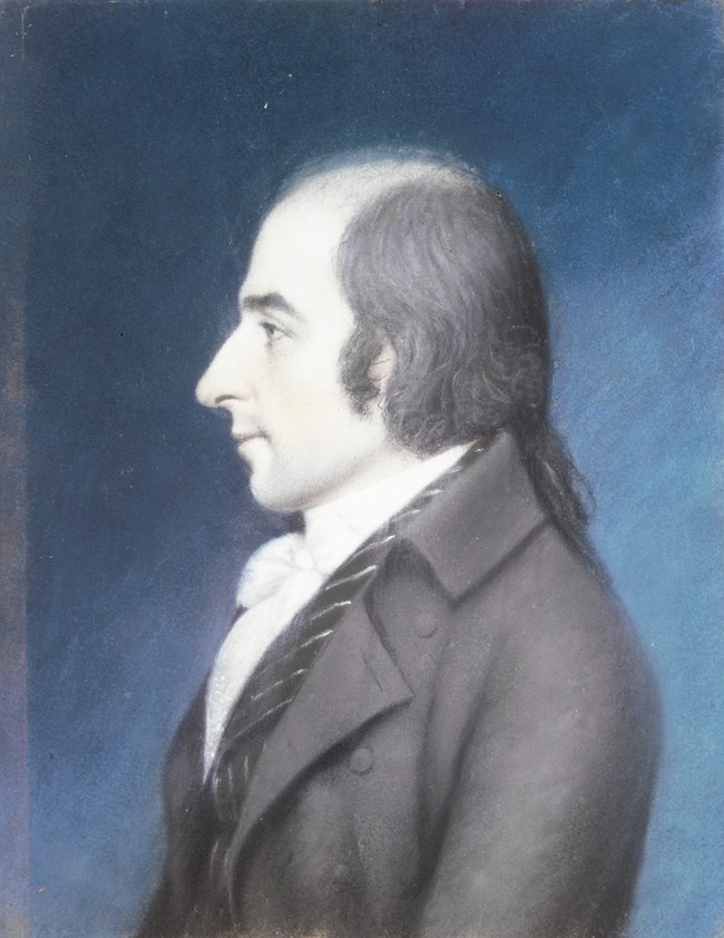 Profile portrait of Albert Gallatin by James Sharpels c. 1796