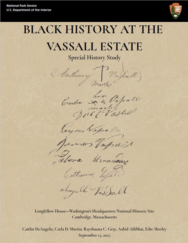 Black History at the Vassall Estate report cover, with eight historic signatures