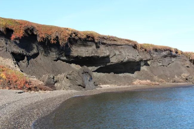 A receding bluff with thawing permafrost along the coast of Cape Krusenstern National Monument