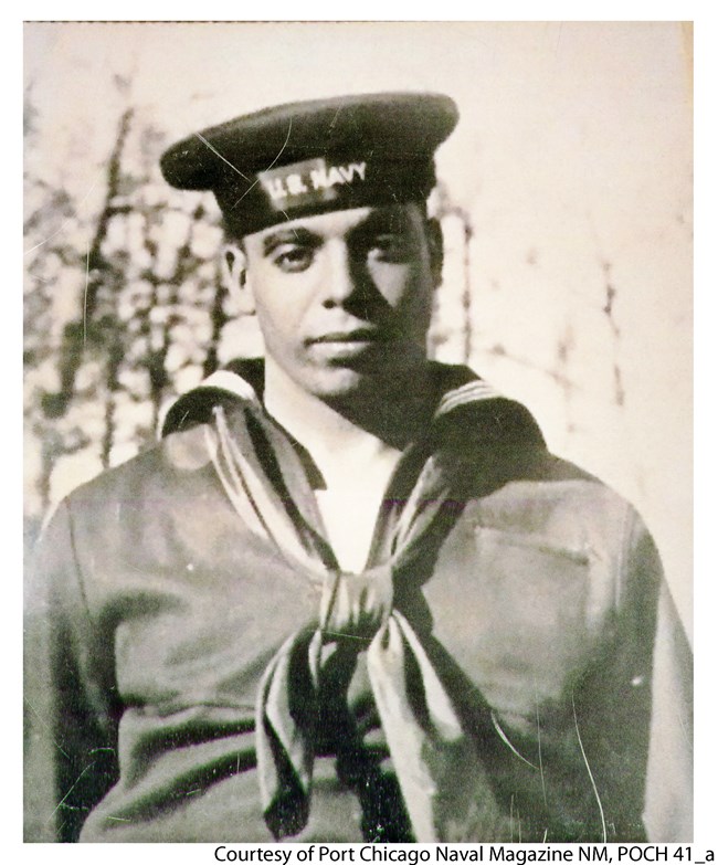 Sepia toned portrait of young man in navy uniform
