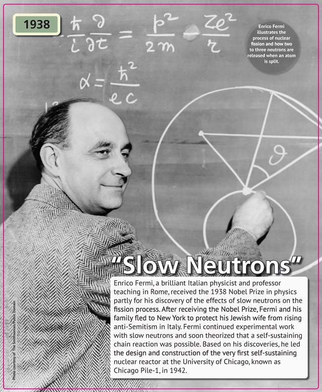 A middle-aged, balding man in a tweed jacket drawing at a blackboard with math equations above.