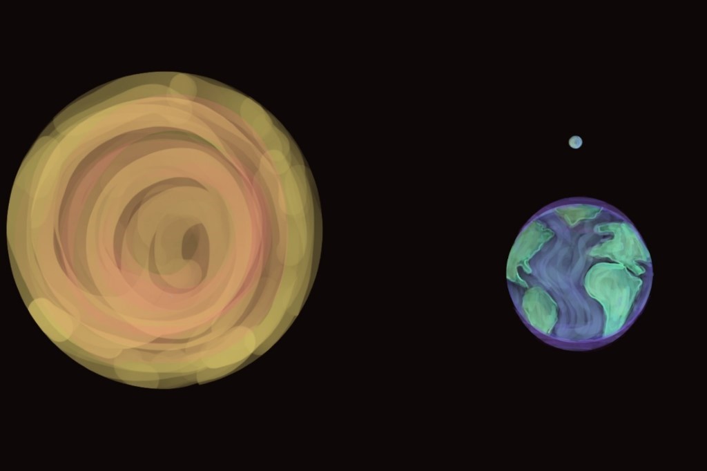 The Moon and Sun's gravitational force oppose each other causing less tidal bulge