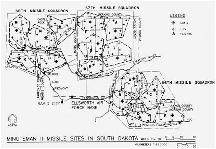 Map of 44th Missile Wing, Ellsworth Air Force Base.