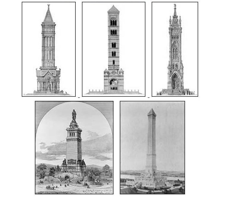 Drawings for potential designs of the Washington Monument. Library of Congress.