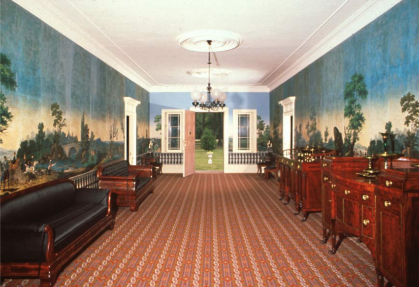 The restored entrance hall of Lindenwald