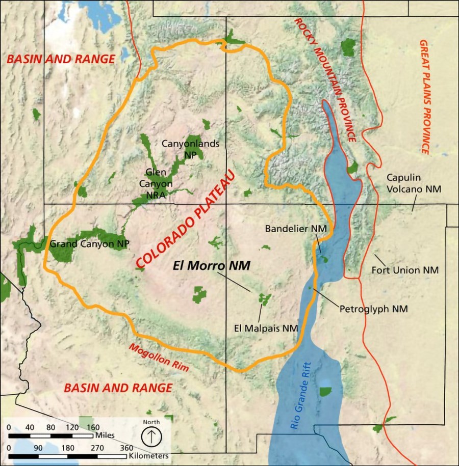 Map of the Colorado Plateau and four corners region