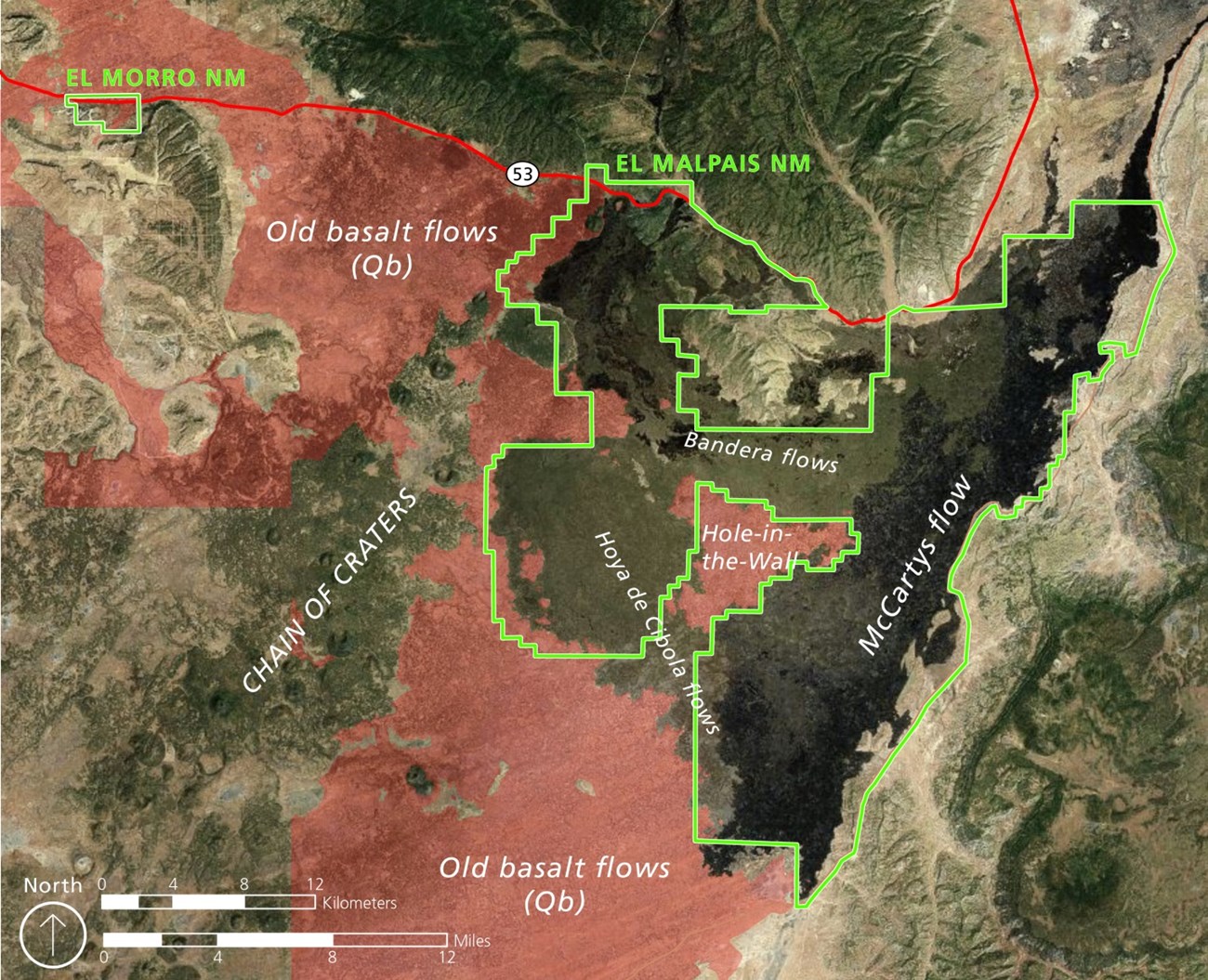 Map overlay of park area on aerial photo