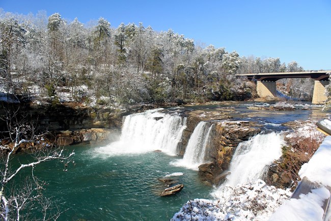 Little River Falls after a snowfall