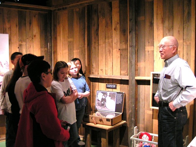 Docent giving a tour to kids