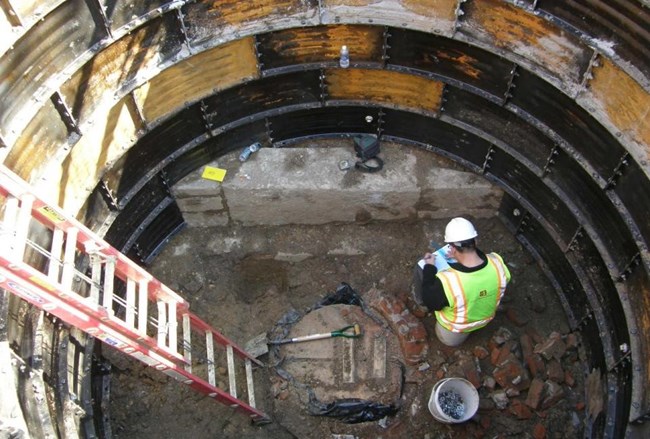 lock keeper’s house foundation during sewer manhole replacement along 17th Street.