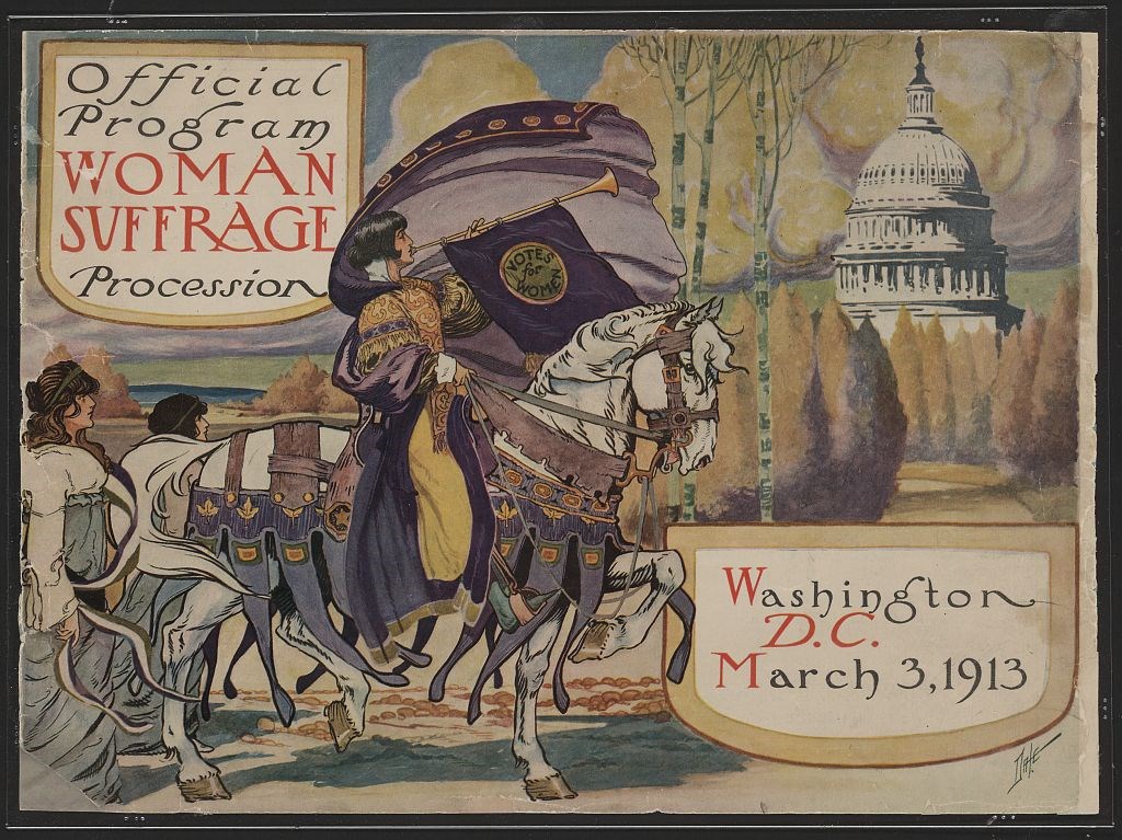 Illustrated cover of Woman Suffrage Procession program March 3 1913