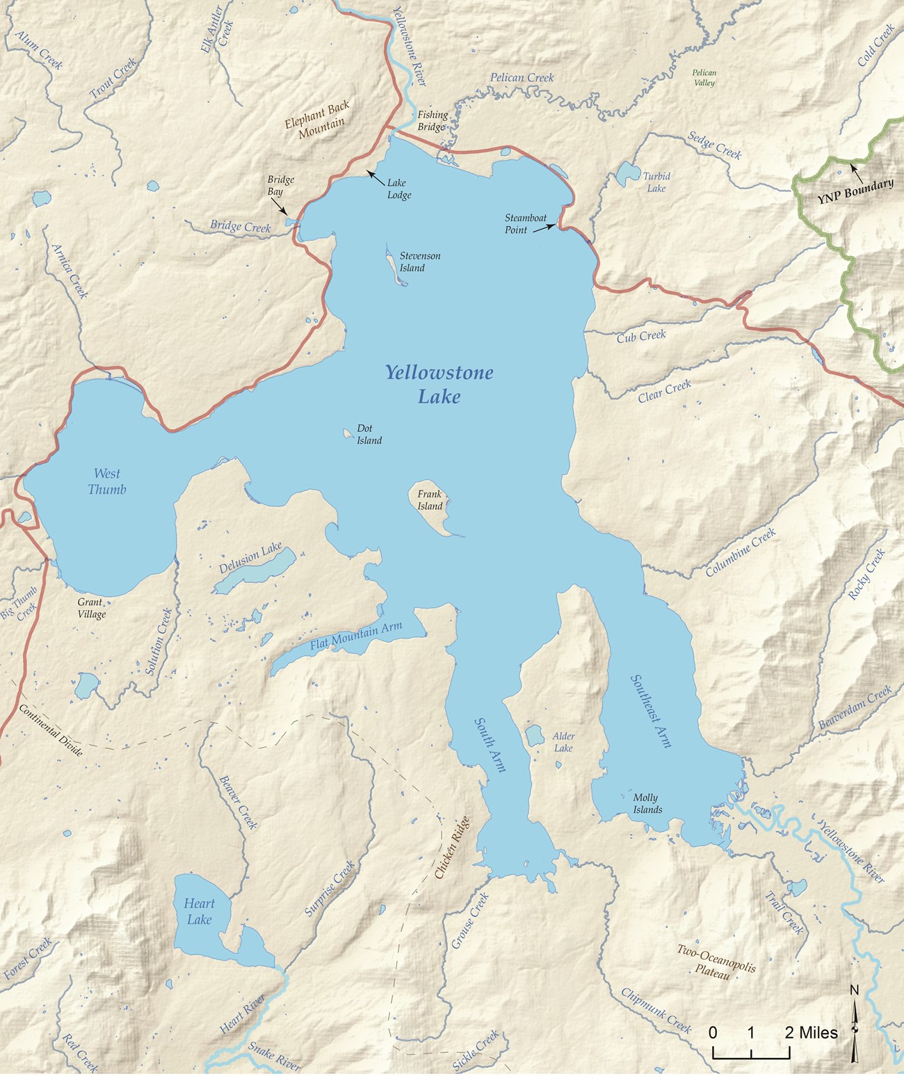 Figure 1. Map of Yellowstone Lake.