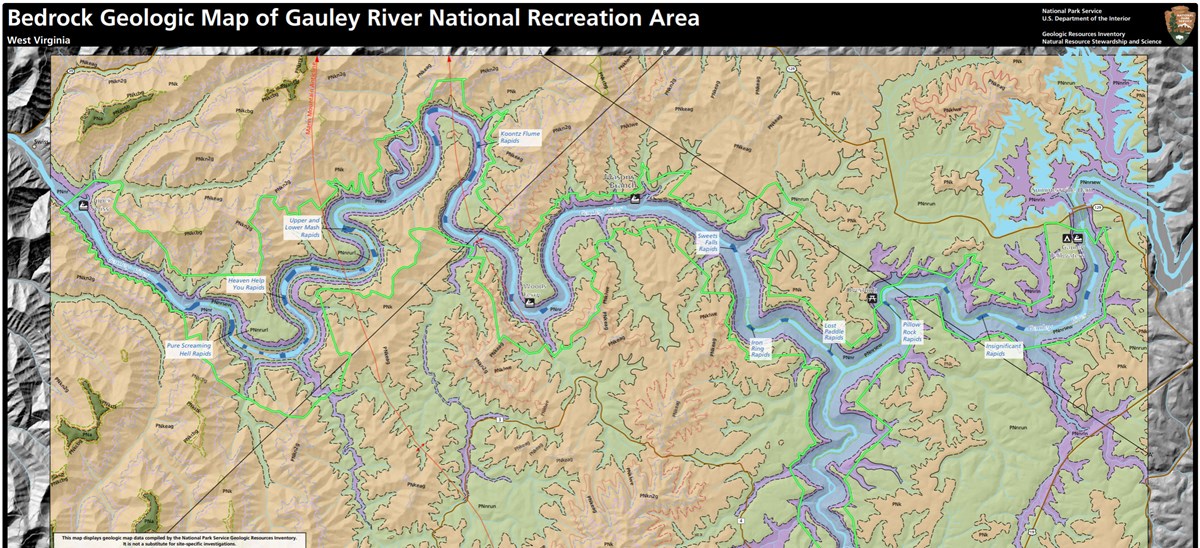 NPS Geodiversity Atlas—Gauley River National Recreation Area, West