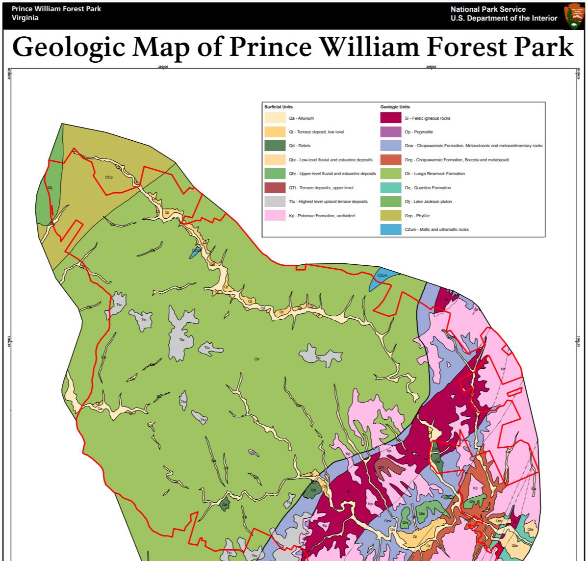 NPS Geodiversity Atlas—Prince William Forest Park, Virginia (U.S