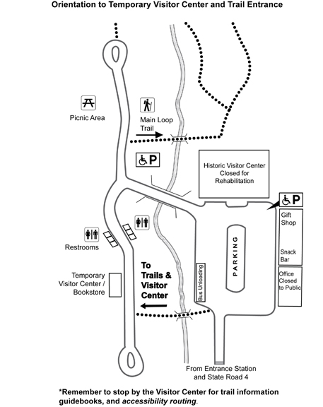map of visitor center area during construction