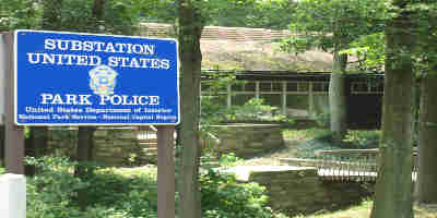 a picture of the U.S. Park Police building located at the entrance of Greenbelt Park.