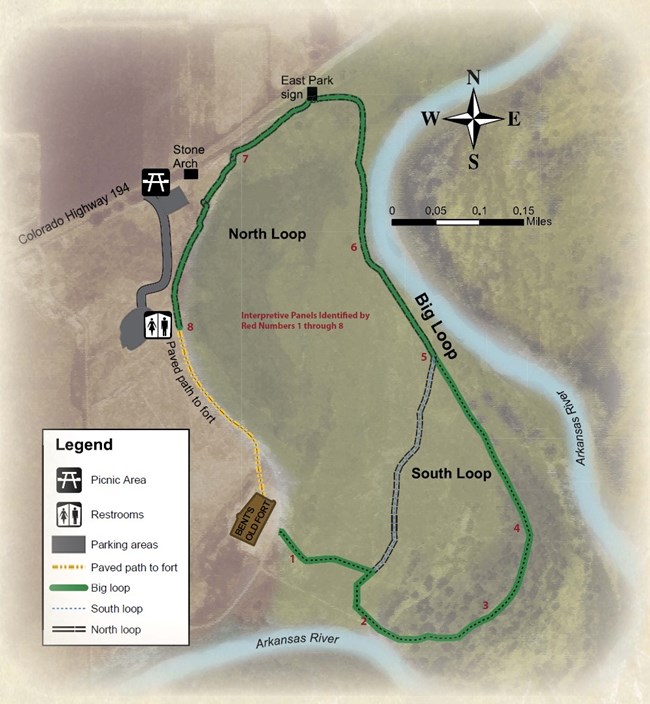 Map of the trails along the Arkansas River