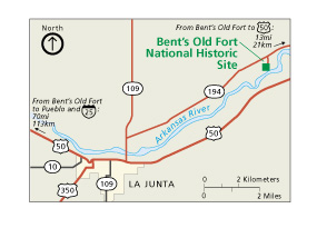 Map of area near Bent's Old Fort National Historic Site