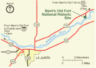 Local map of highways to Bent's Old Fort NHS Local map of highways to Bent's Old Fort NHS