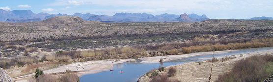 Kayakers at the mouth of Santa Elena Canyon