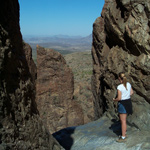 A visitor stands at the edge of the Window