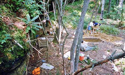 Graduate students work an archeologic dig in Big South Fork.