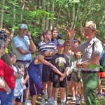 group hiking with park ranger