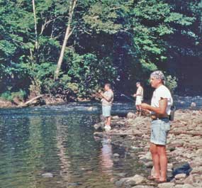 three fishermen along Bluestone National Scenic River