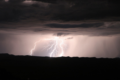 Lightning flashes over Bryce Canyon