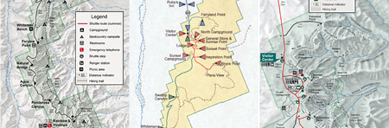 collage of maps of Bryce Canyon