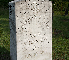 June 10, 1864 appears as the death date on 96 Confederate graves in the Bethany Cemetery. June 10, 1864 appears as the death date on 96 Confederate graves in the Bethany Cemetery.