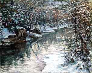 Winter scene of the Buffalo River with snow