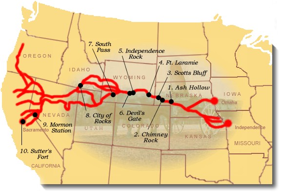 Suggested sites to see on the California National Historic Trail.
