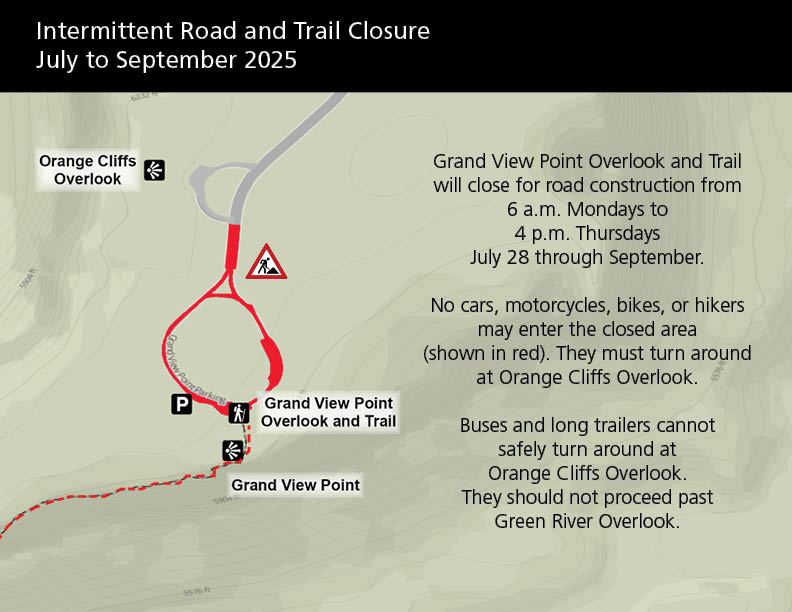 map showing closed section of road and trail in red