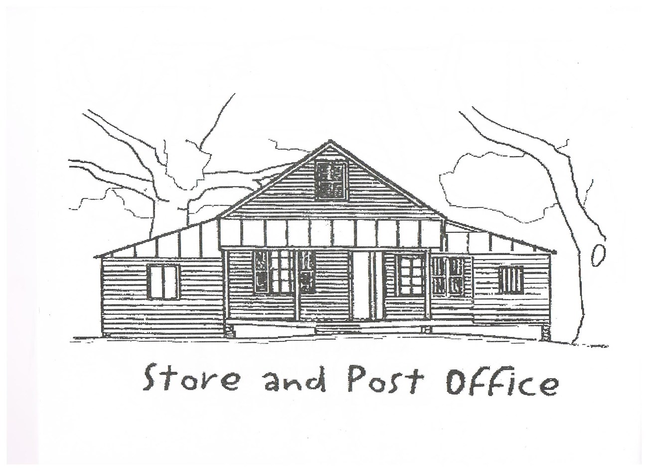 Drawing of the Oakland Plantation Store.