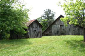 A barn and shed located on the Hyde Farm.