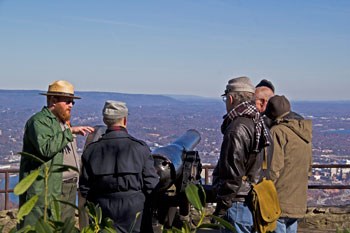 A Park Ranger leads a tour of Point Park on the 150th Anniversary of the Battle of Lookout Mountain