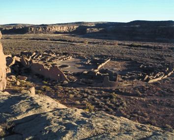 Photo of Pueblo Bonito taken from the cliff top