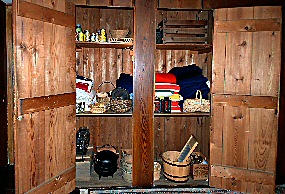 Supply closet at Clara Barton National Historic Site represents supplies Clara Barton used during relief work.