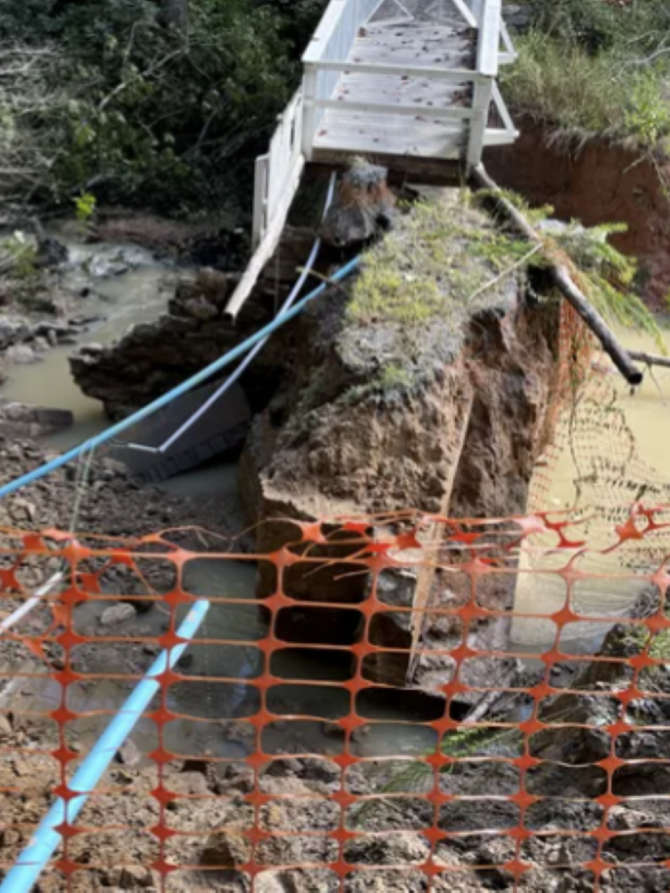 Broken sewer line after Hurricane Helene