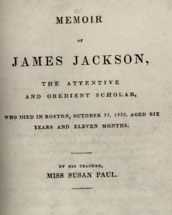 Interior cover page of Susan Paul's Memoir of James Jackson