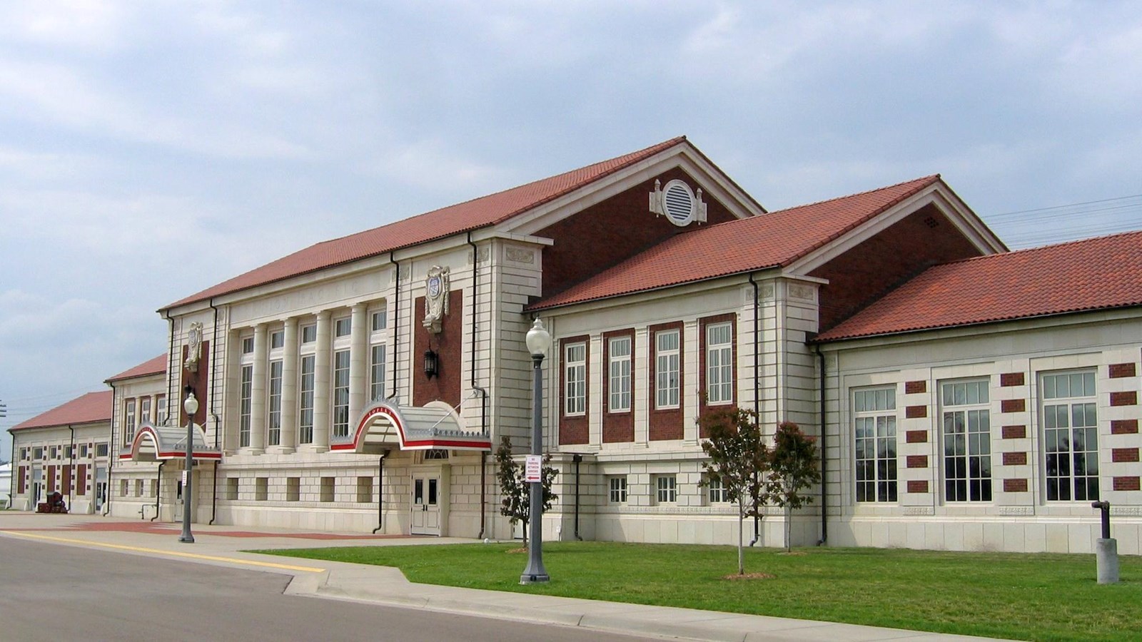 Large brick and limestone train station