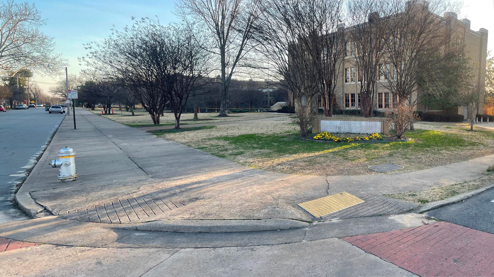 The southwest corner of Park Street and W. Daisy L. Gatson Bates Drive, immediately to Central High