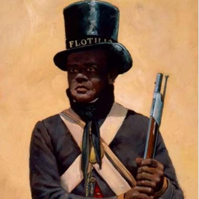 Painting of a black soldier. 